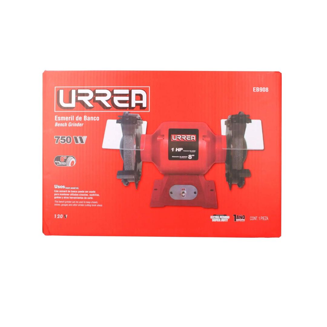 ESMERIL DE BANCO URREA EB908 DE 8" Y 750W, 3450 RPM