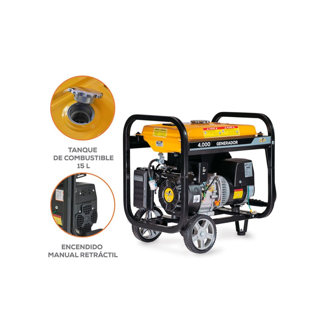 GENERADOR MONOFASICO EVANS G40MG0750TH 4000W Y DE 7.5 HP, MOTOR THUNDER