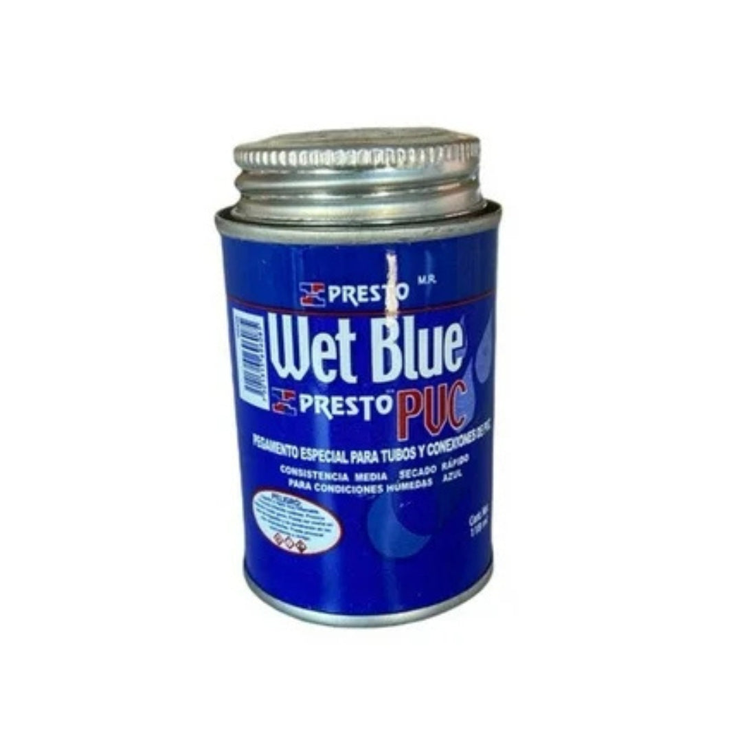 Pegamento PVC Azul Presto Wet Blue 118ml Lata | Adhesivo Tuberías