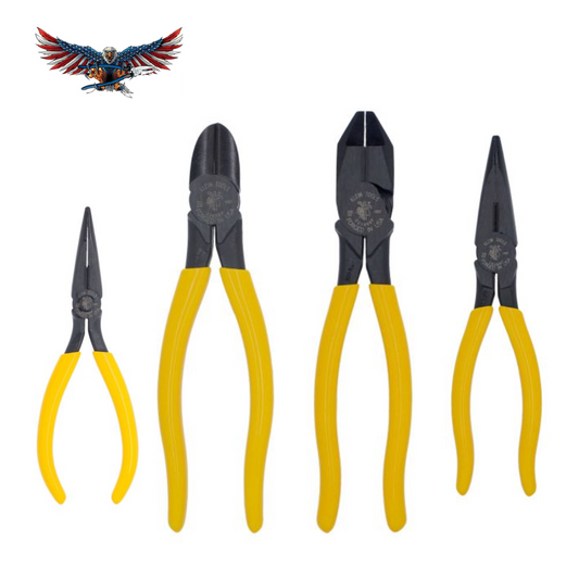 Juego De 4 Pinzas Klein Tools Negro Pavonado Mango Engomado