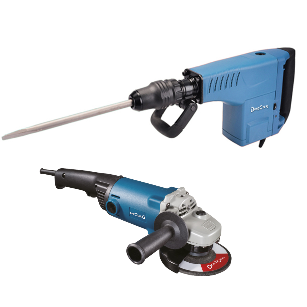 MARTILLO DEMOLEDOR 10KG DZG10 + MINIESMERIL INDUSTRIAL DSM06-115 1200W