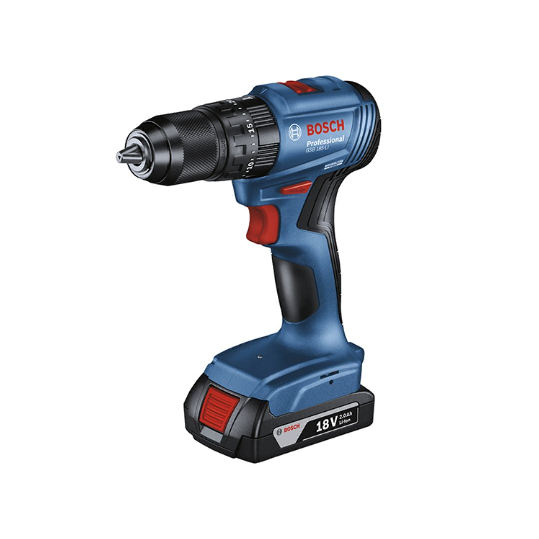 ROTOMARTILLO BOSCH 06019K31G0 GSB 185-LI DE 1/2” CON 18V INCLUYE 2 BATERÍAS Y MALETÍN