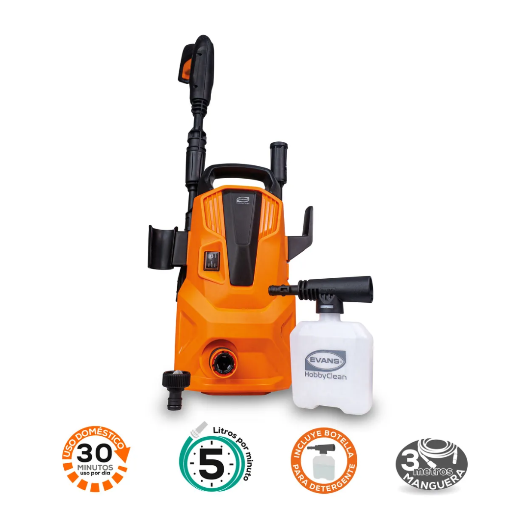 Hidrolavadora Evans Mini Hobby Clean 1.5HP 120V1F 5 l/min 1305 PSI