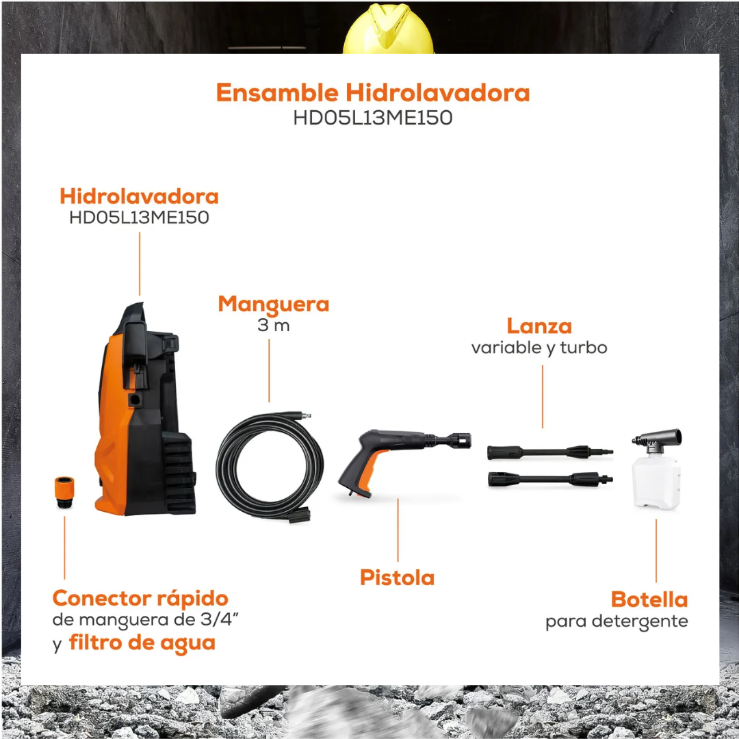 Hidrolavadora Evans Mini Hobby Clean 1.5HP 120V1F 5 l/min 1305 PSI