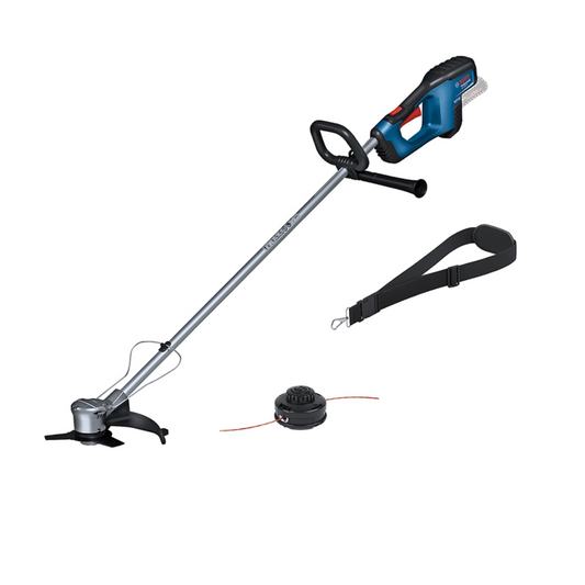 DESBROZADORA INALAMBRICA 18V BRUSHLESS BOSCH GFR 18V-23 CON CUCHILLA 3 PUNTAS Y ACCESORIOS