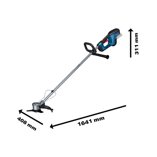 DESBROZADORA INALAMBRICA 18V BRUSHLESS BOSCH GFR 18V-23 CON CUCHILLA 3 PUNTAS Y ACCESORIOS