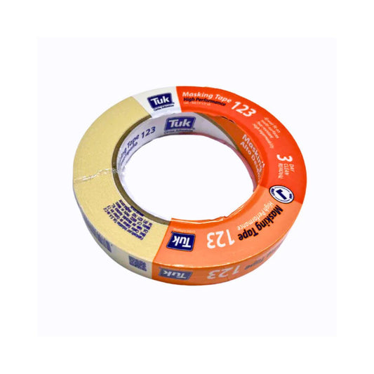 CINTA MASKING TAPE 123 TUK 102300 USO AUTOMOTRIZ DE 3/4" X 50M, LINEA SUPER ECONOMICA