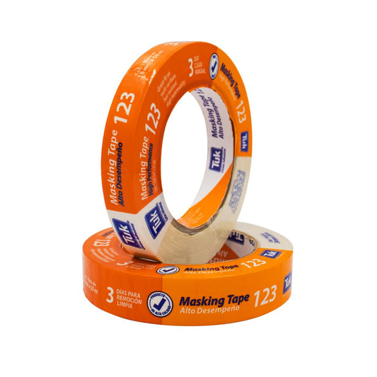 CINTA MASKING TAPE 123 TUK 102302 PARA USO AUTOMOTRIZ DE 1 1/2" X 50M, LINEA SUPER ECONOMICA