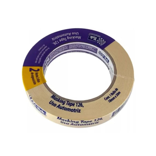 CINTA MASKING TAPE PREMIUM 126 TUK 102600 PARA USO AUTOMOTRIZ DE 3/4" X 50M