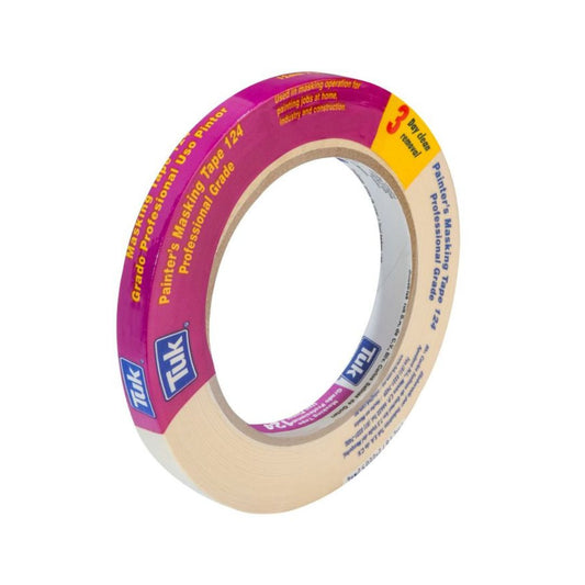 CINTA MASKING TAPE 124 TUK 124-1/2X50 PARA USO AUTOMOTRIZ DE 1/2" X 50 M