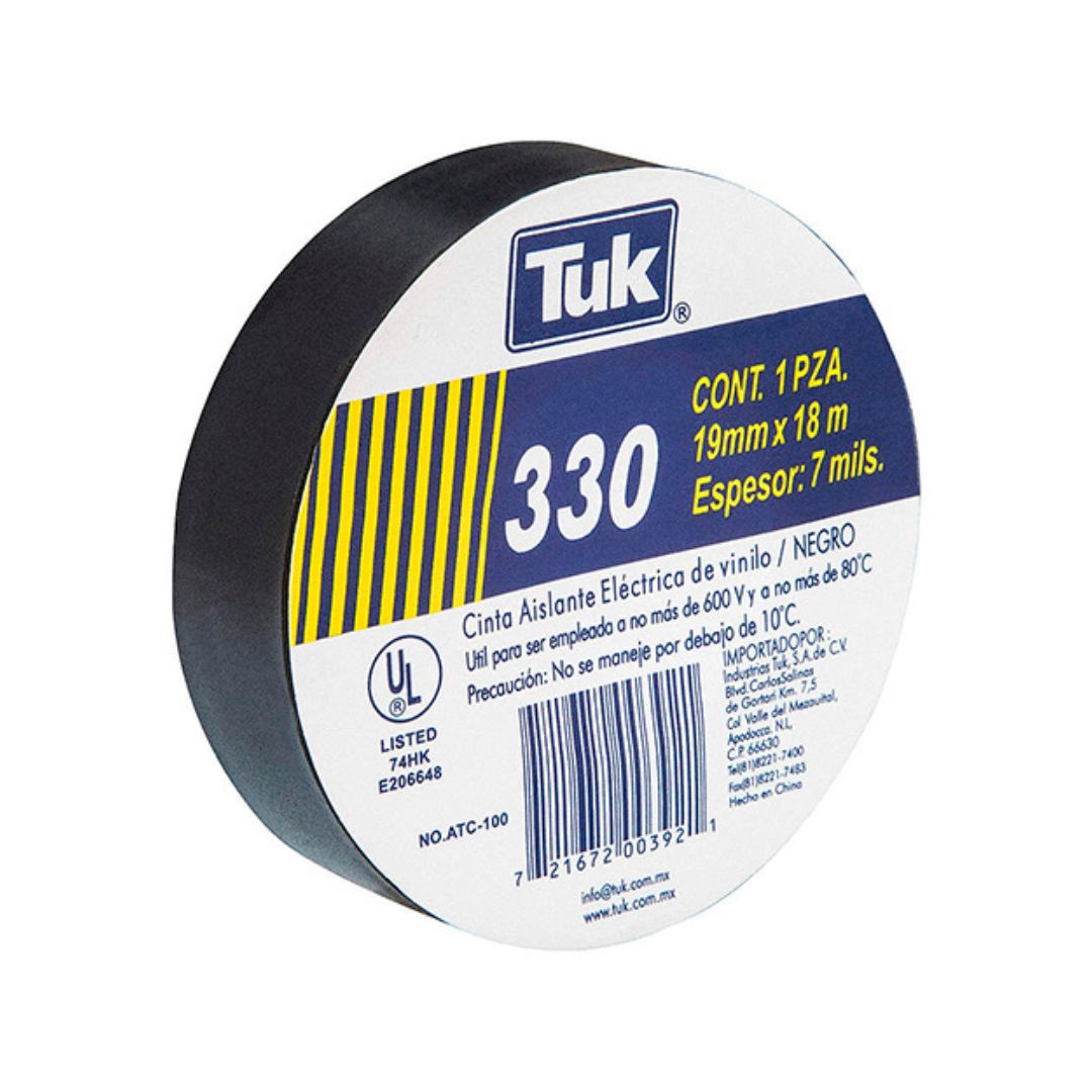 CINTA AISLANTE DE VINILO NEGRA TUK 330-3/4X18NEG DE 3/4" X 18 M
