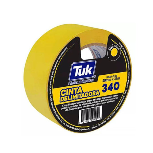 CINTA DELIMITADORA DE AREAS TUK 340AM-2X33 COLOR AMARILLO DE 2" X 33 M