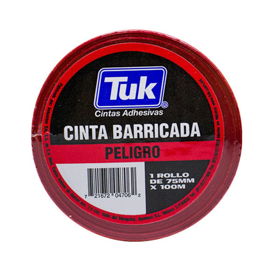 CINTA BARRICADA 520 PELIGRO TUK 352002 COLOR ROJA DE 75 MM X 100 M