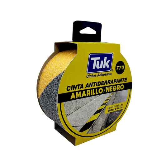 CINTA 770 ANTIDERRAPANTE TUK 457091 COLOR AMARILLO NEGRO DE 2" X 4.57 M