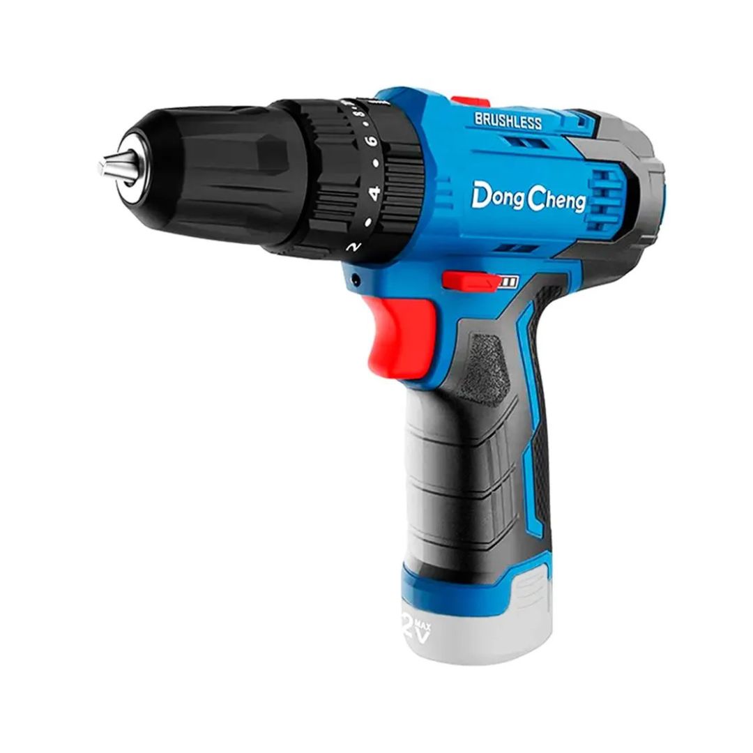 TALADRO PERCUTOR MAS ATORNILLADOR DE IMPACTO DONG CHENG DCKIT25EK BRUSHLESS DE 12V