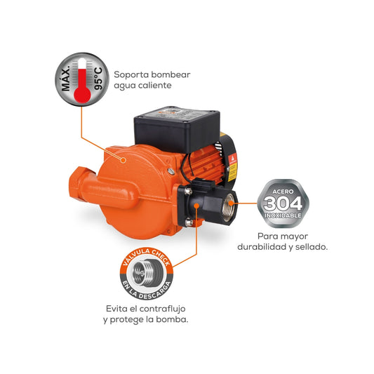 Bomba Presurizadora Evans 200W | Altura Máx. 13 Metros | 3/4" Succión/Descarga | BP200W-A