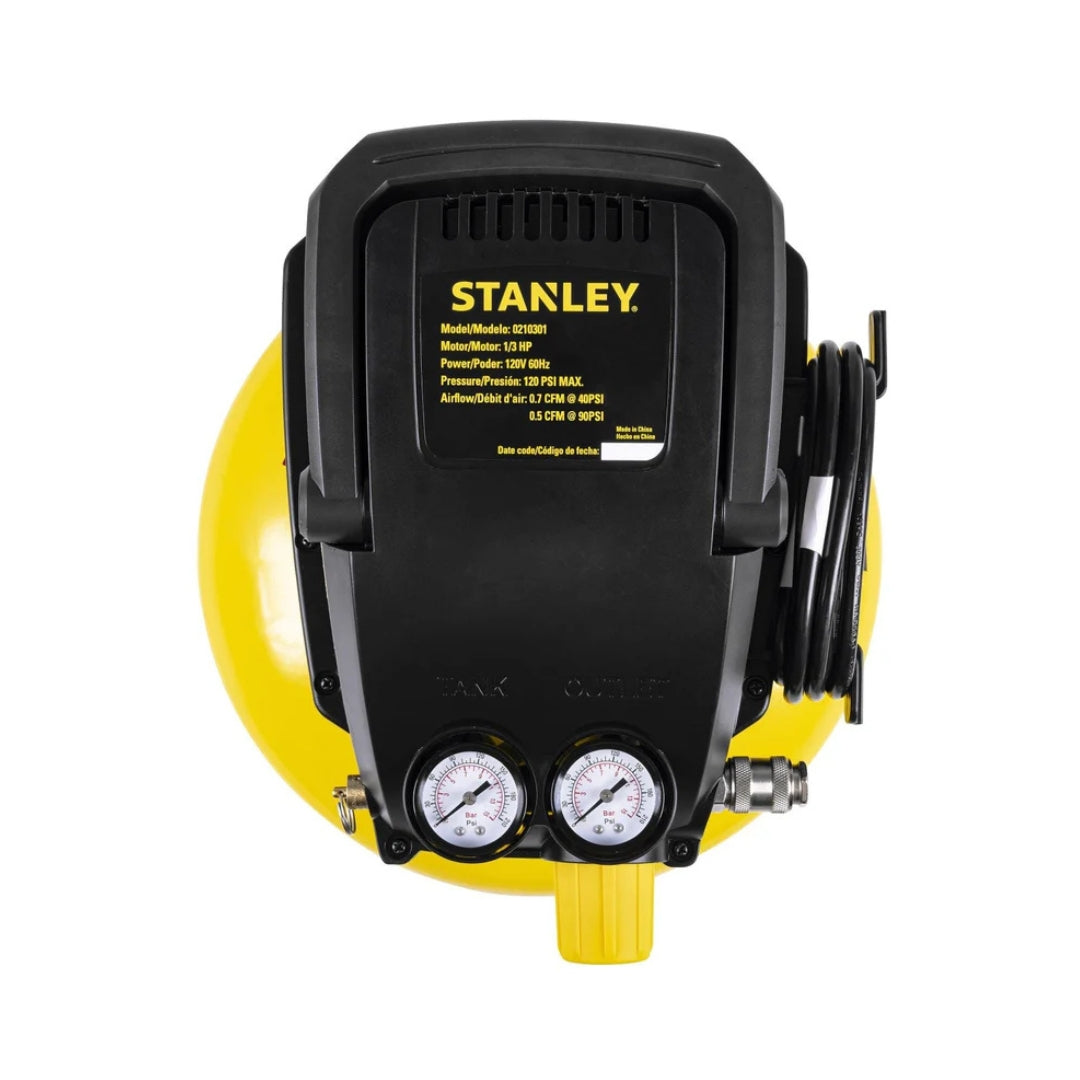 Compresor de Aire Stanley 1/3 HP 3 Galones | Libre de Aceite y Tipo Hamburguesa | Modelo SXCMXA210301-B3