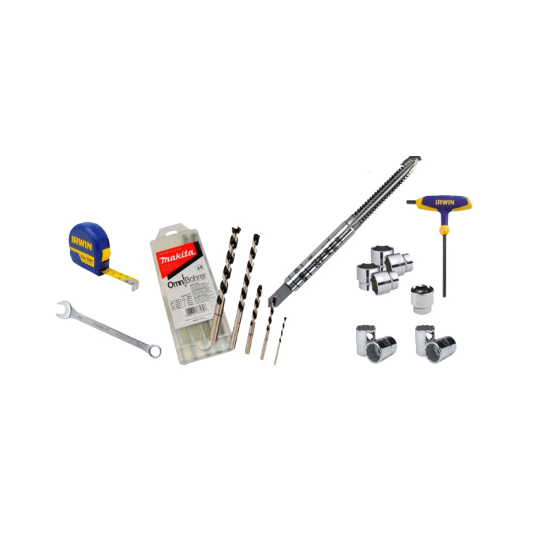 Combo Caja de Herramientas JBM 51600 + Kit de Mecánico Irwin 13" y Brocas Makita | Profesional