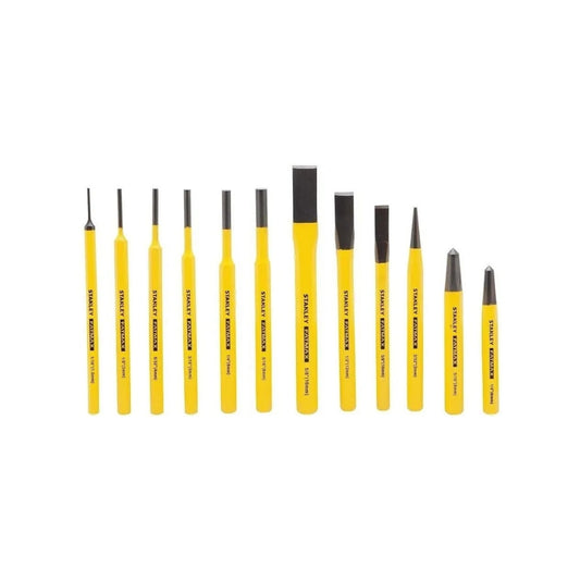 Juego de Punzones y Cinceles Stanley 12 Piezas | Herramientas de Golpe para Trabajo Pesado