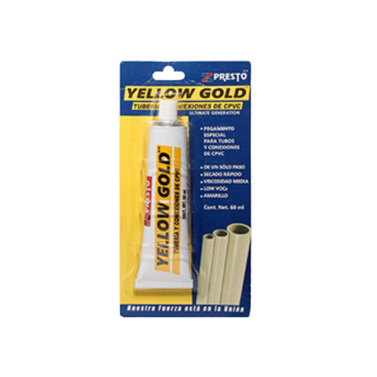 Pegamento CPVC Presto Yellow Gold 60ml | Adhesivo Para Tuberías