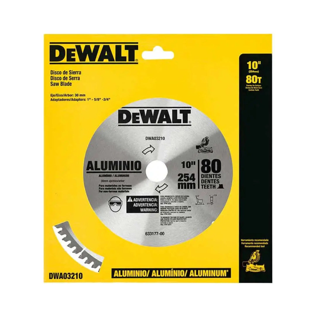 DISCO CON PASTILLA DE CARBURO DEWALT DWA03210 DE 10" Y 80 DPP