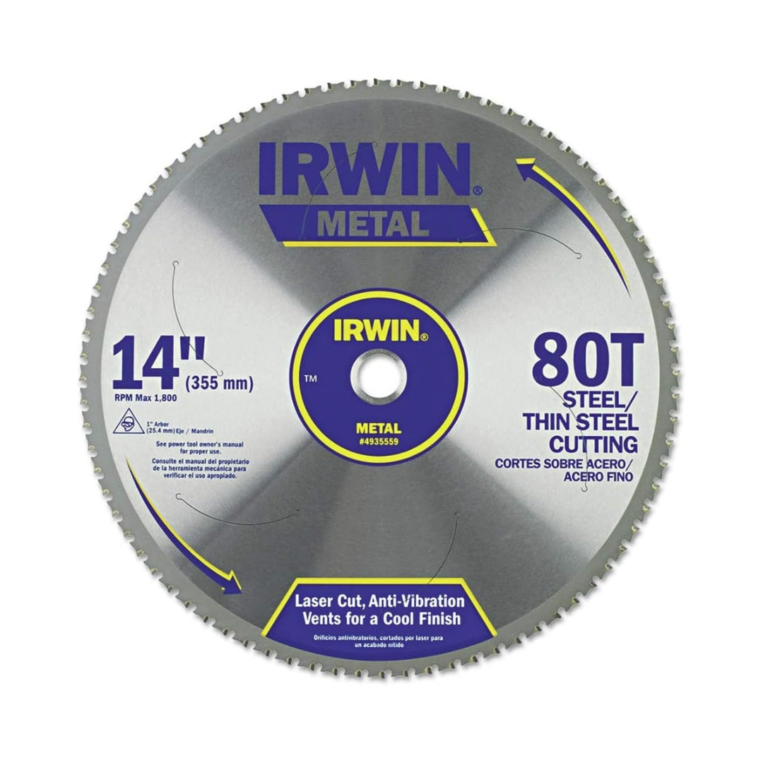 Disco de Sierra Circular para Acero y Metal Irwin 14 pulgadas 80 Dientes | Modelo 4935559-RM