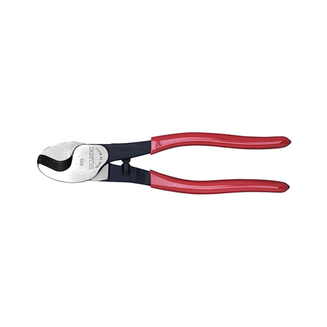 PINZA CORTACABLE TULMEX DE 9 MANGO ROJO CORTA HASTA CALIBRE AWG 1/0 BLISTER
