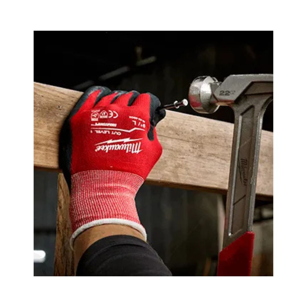 GUANTES ANTICORTE NIVEL 1 MILWAUKEE 48-22-8903 BAÑADOS EN NITRILO TALLA XL
