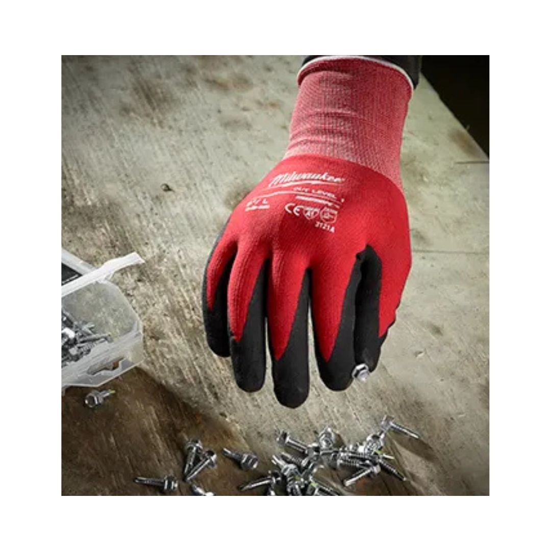 GUANTES ANTICORTE NIVEL 1 MILWAUKEE 48-22-8903 BAÑADOS EN NITRILO TALLA XL