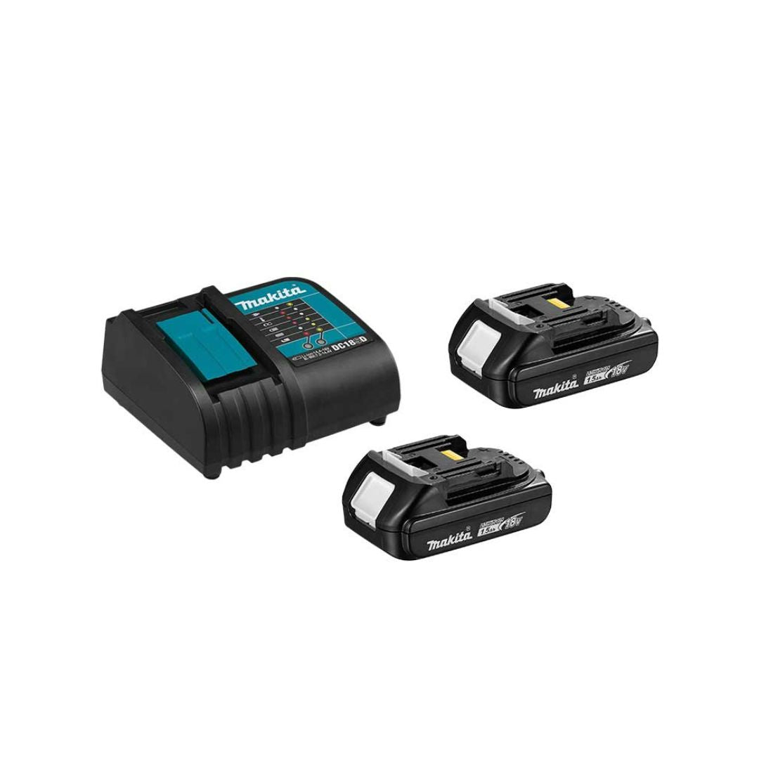 COMBO TALADRO ROTOMARTILLO DESTORNILLADOR DE IMPACTO MAKITA DLX2131SY DE 18V CON 2 BATERIAS DE 1.5AMP MAS ESTUCHE DE 75 ACCESORIOS