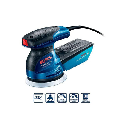 LIJADORA EXCÉNTRICA PROFESSIONAL GEX 125-1 AE BOSCH 06013875G0 DE 1/4” CON 220W Y 14,000ORPM