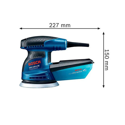 LIJADORA EXCÉNTRICA PROFESSIONAL GEX 125-1 AE BOSCH 06013875G0 DE 1/4” CON 220W Y 14,000ORPM