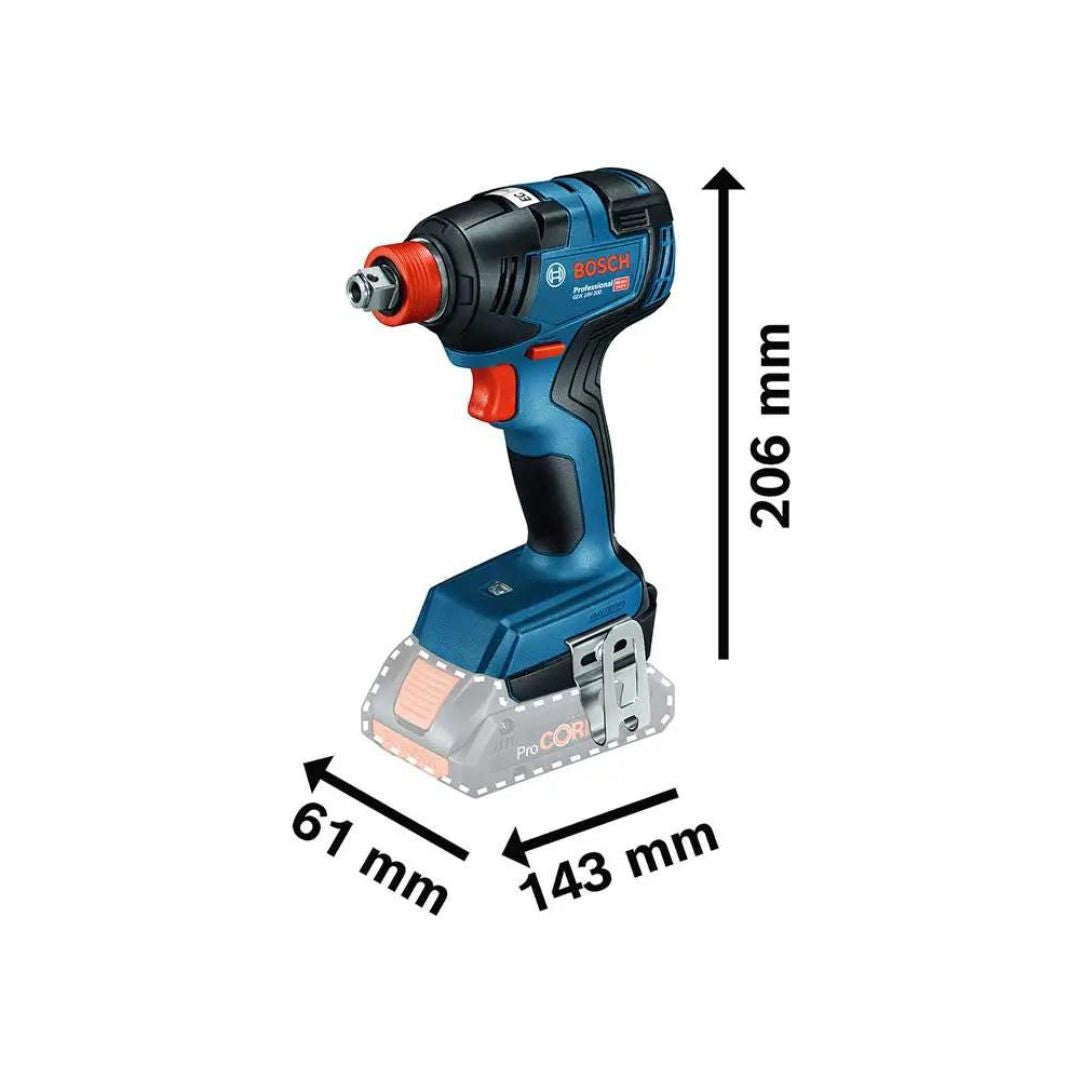 TALADRO LLAVE IMPACTO BOSCH GDX 18V-200 06019J22E0 DE 1/4”, CON MANDRIL 2 EN 1, SIN BATERÍA