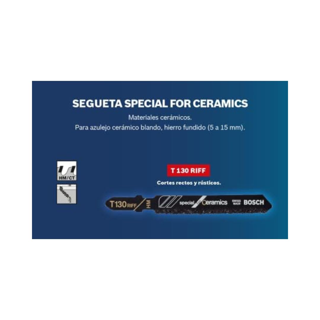 SEGUETA PARA CALADORA DE GRANALLA ESPECIAL T130RF BOSCH 2608667310 PARA CERAMICOS, AZULEJOS, PLASTICO Y FIBRA