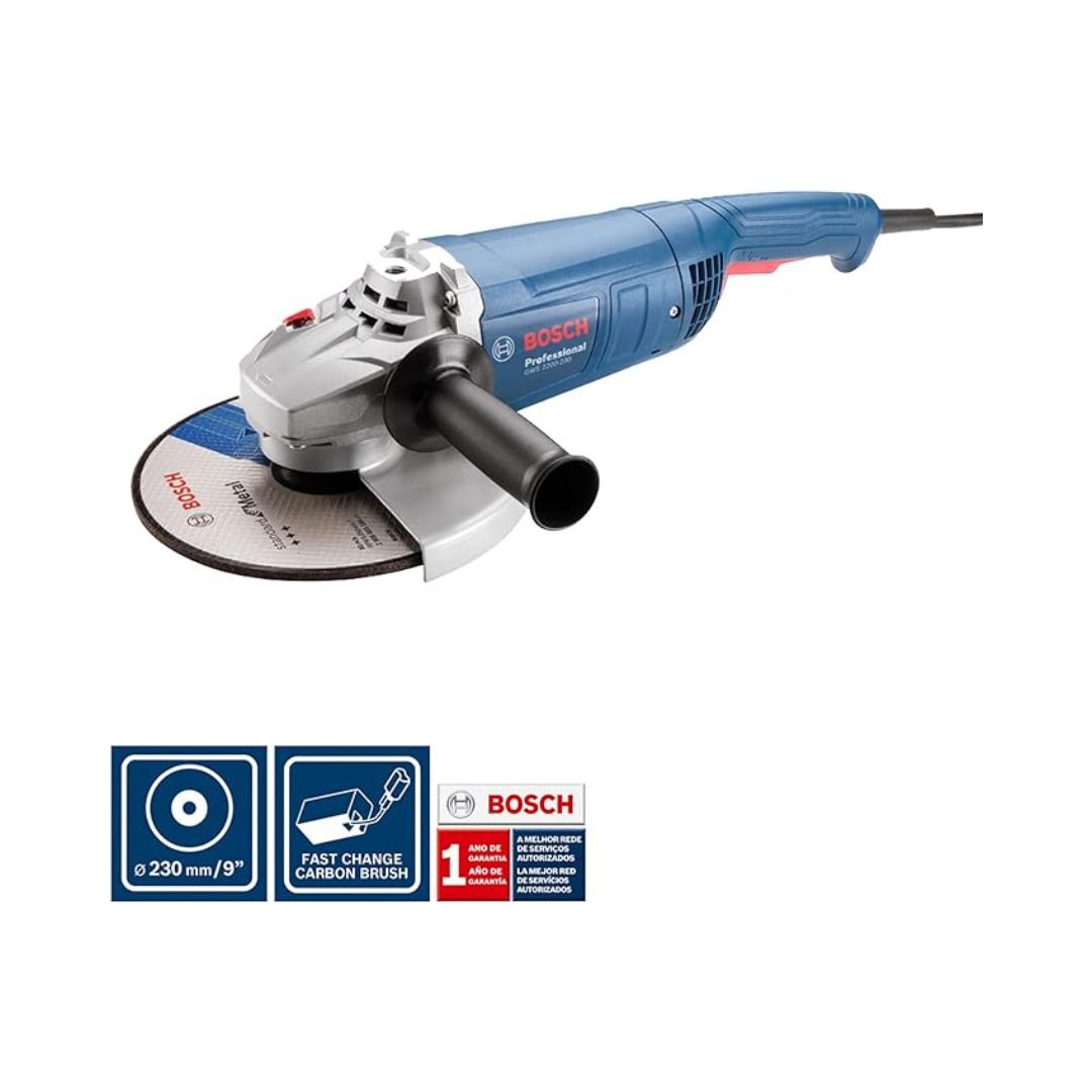 ESMERILADORA GWS 2200-230 BOSCH 06018F20G1 DE 9" 2220W SWITCH TRICONTROL 5/8"