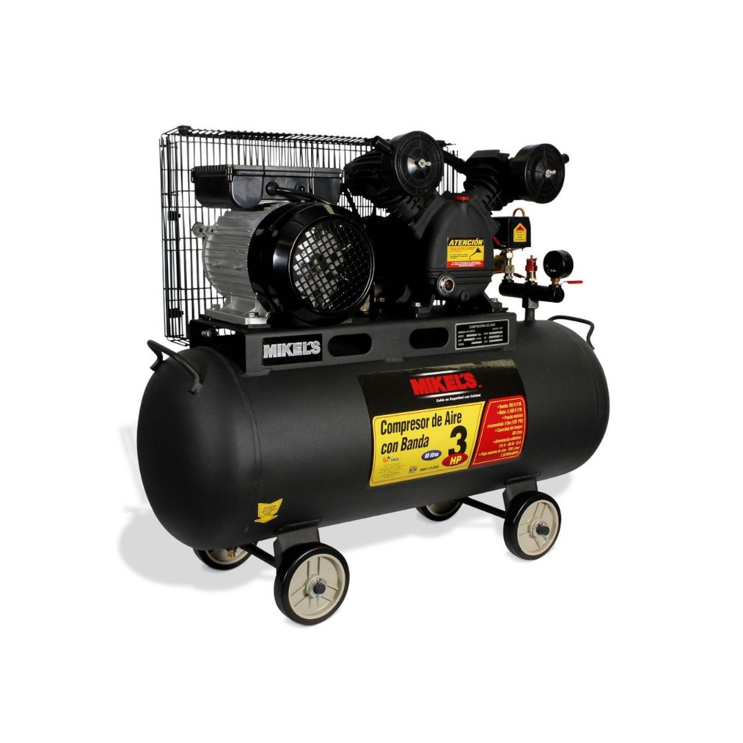 COMPRESOR DE AIRE MIKEL'S CA-3HP60 DE 3HP CON BANDA, PARA 60 LTS. Y LUBRICADO