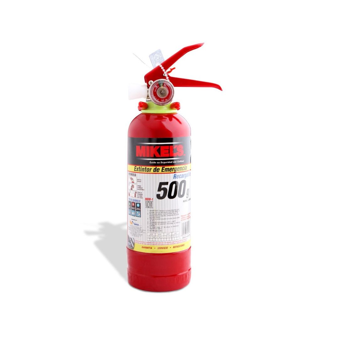 EXTINGUIDOR MIKEL´S EE-500 DE 1/2KG, RECARGABLE TIPO ABC, CON CINCHOS