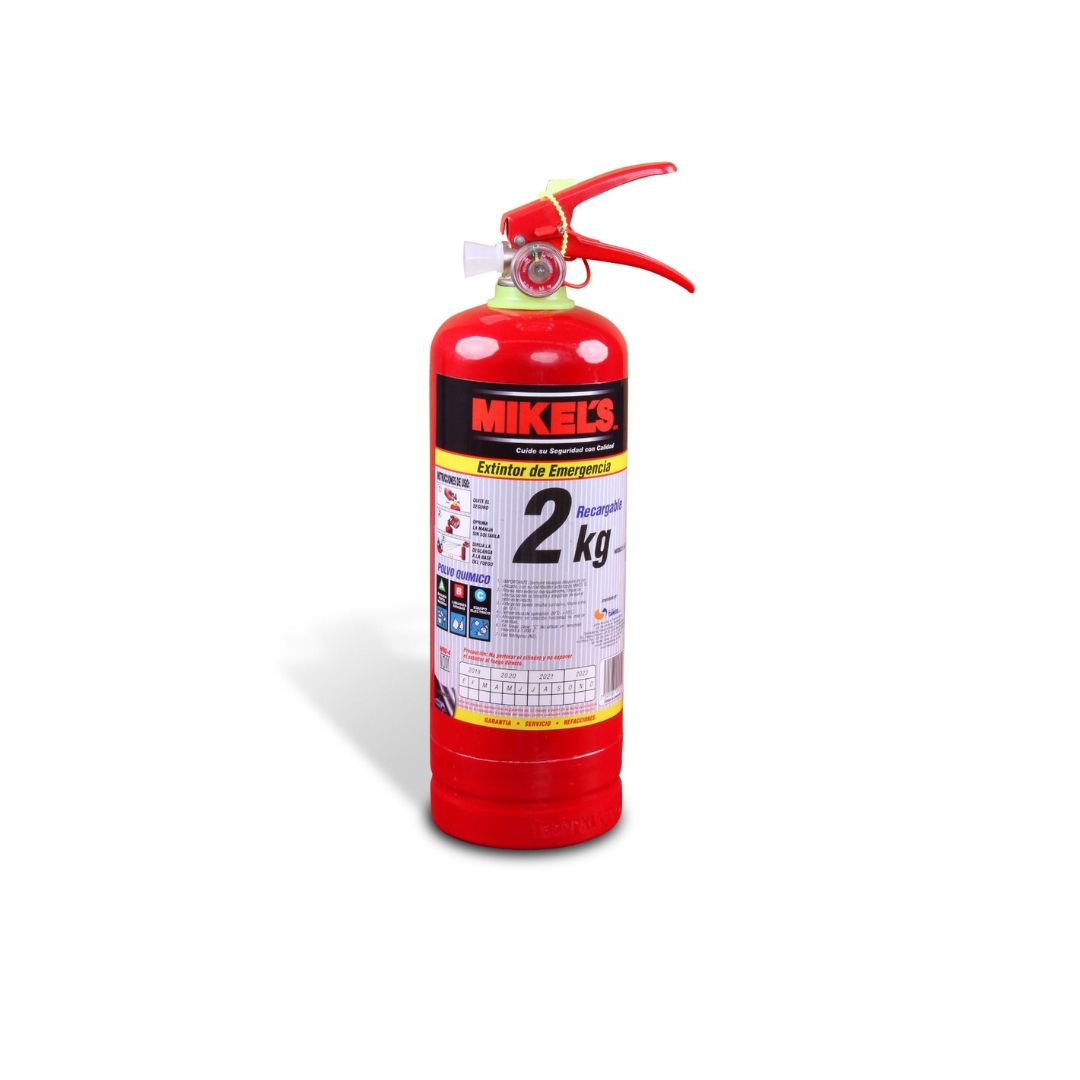 EXTINGUIDOR MIKEL´S EE-2 DE 2KG, RECARGABLE TIPO ABC CON CINCHOS