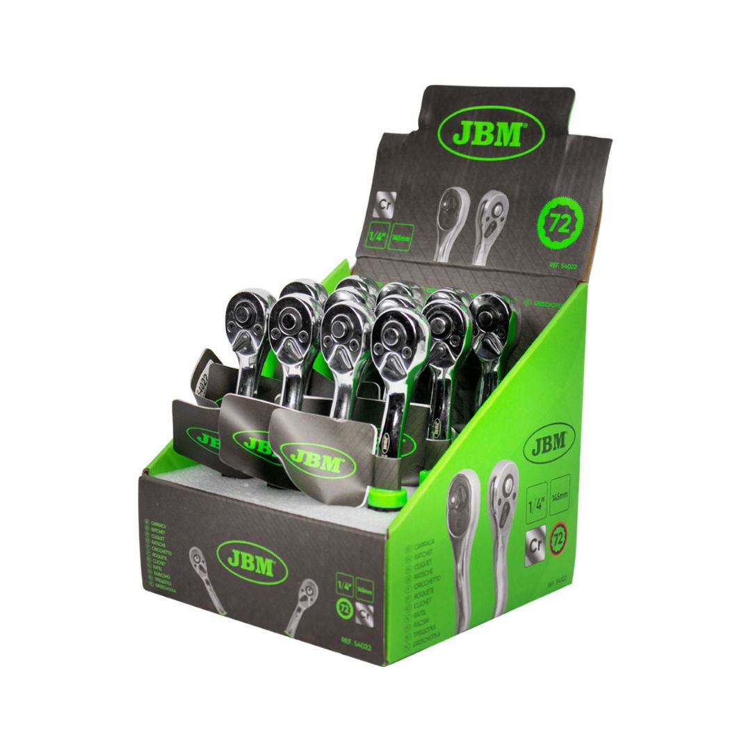 MATRACA DE 72 DIENTES JBM 54022 DE 1/4" Y DE 145MM CROMADA