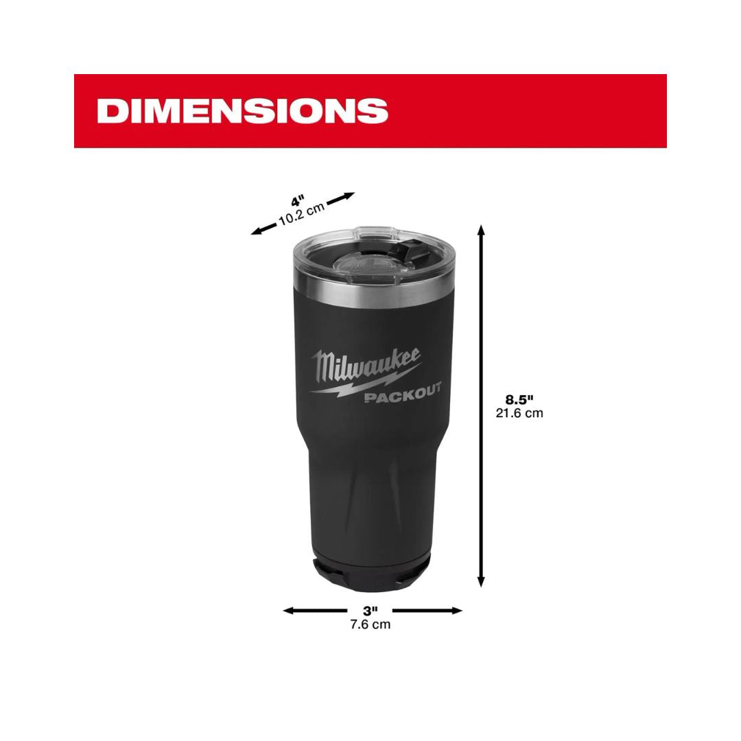 VASO PACKOUT MILWAUKEE 48-22-8393B DE 30 OZ TUMBLER - NEGRO