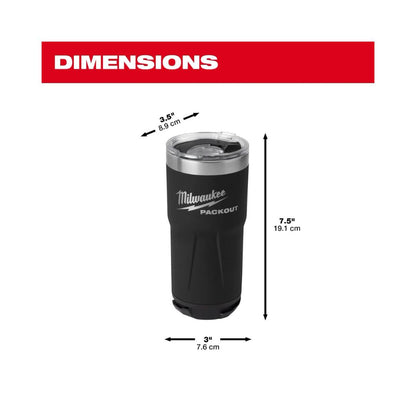 VASO PACKOUT™ MILWAUKEE 48-22-8392B DE 20 OZ TUMBLER - NEGRO