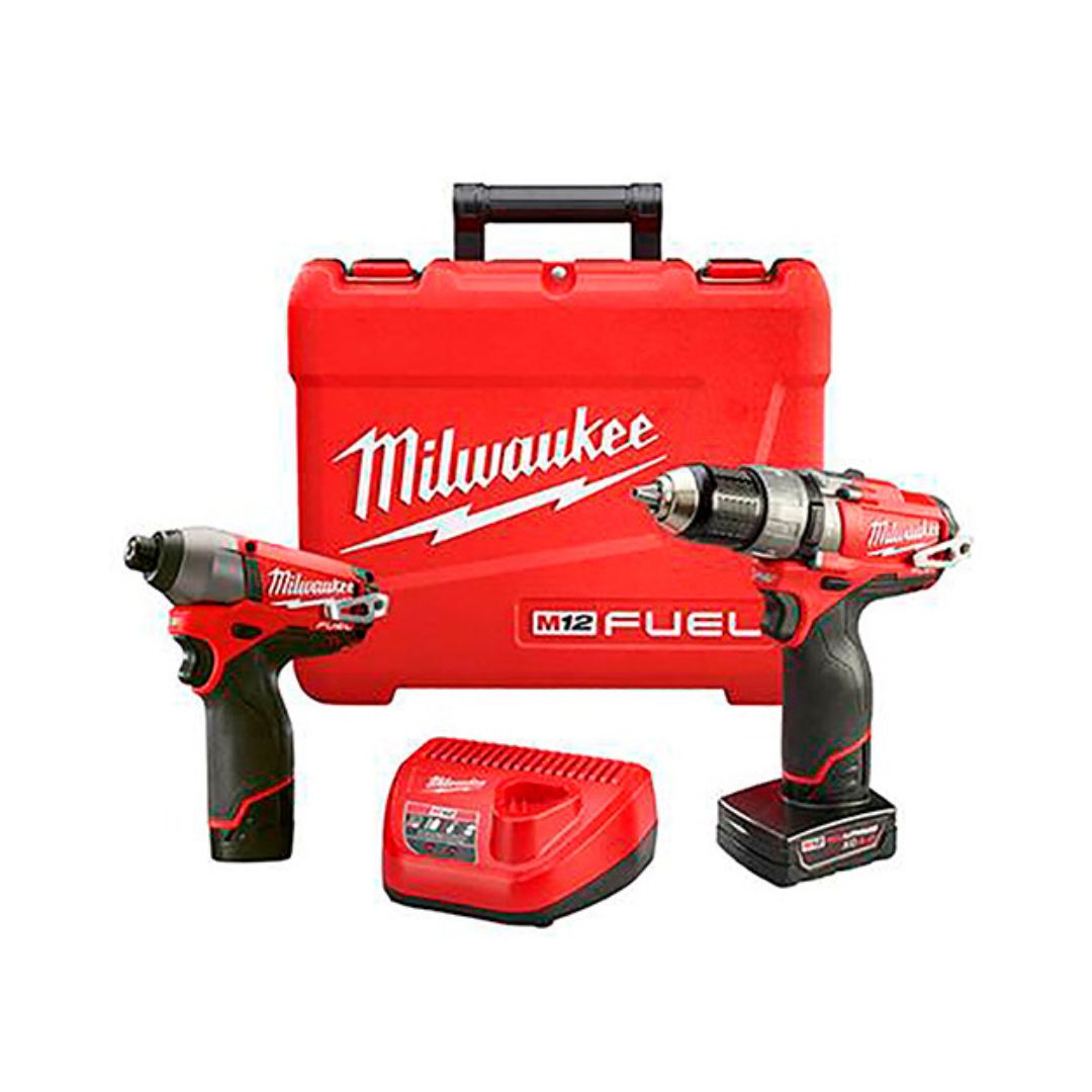 ROTOMARTILLO DE 1/2" MAS ATORNILLADOR DE IMPACTO DE 1/4" M12™ MILWAUKEE 2598-22 CON 2 BATERIAS