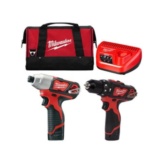 COMBO ROTOMARTILLO 3/8" MAS DESTORNILLADOR DE IMPACTO 1/4" M12™ MILWAUKEE 2497-22, INCLUYE 2 BATERIAS