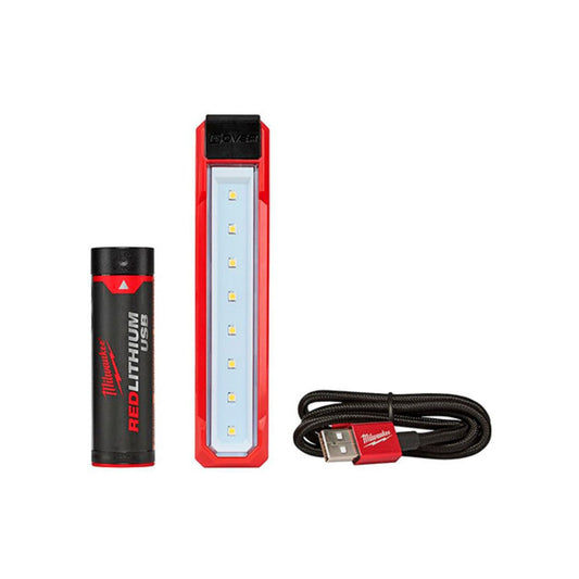 LAMPARA LED RECARGABLE POR USB MILWAUKEE 2112-21 DE 445 LUMENES CON CLIP E IMAN INTEGRADO