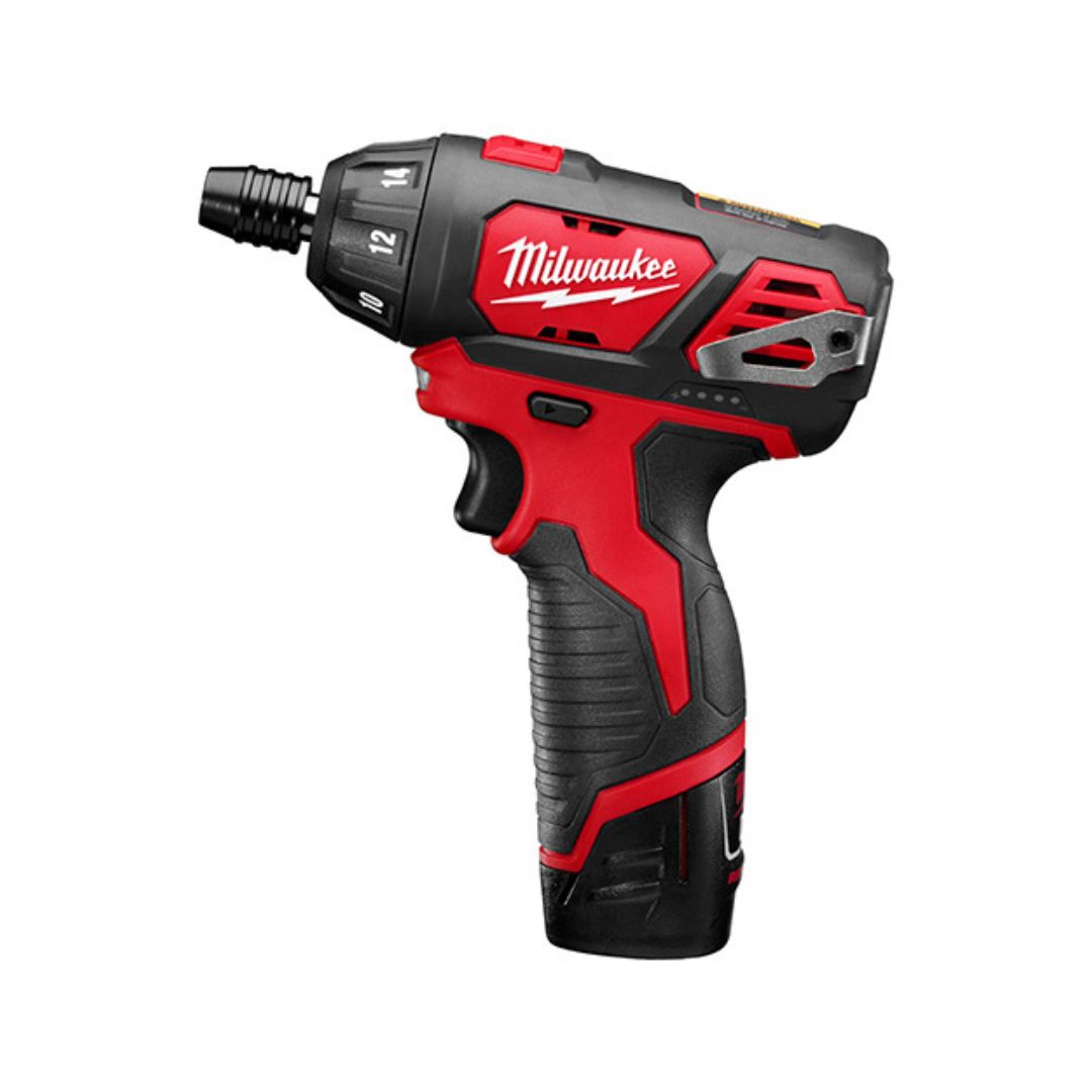 DESTORNILLADOR INALAMBRICO HEXAGONAL M12™ MILWAUKEE 2401-22 DE 1/4", CON 0-500RPM Y DE 12V INCLUYE 2 BATERIAS