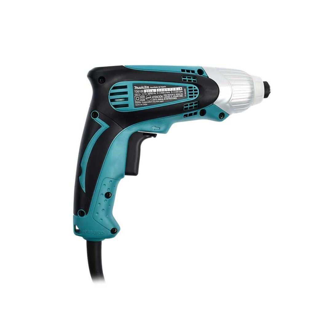 DESTORNILLADOR DE IMPACTO MAKITA TD0100 DE 1/4" DE 0-3,200IMPACTOS POR MINUTO DE 230W