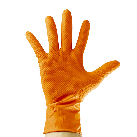 GUANTES NARANJAS DE TEXTURA DIAMANTE T:M 7,0MIL (100 UDS.)