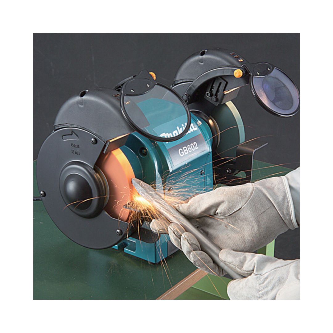 ESMERIL DE BANCO MAKITA GB602 DE 6" CON 2,850RPM FUERZA DE 1/3HP Y 250W