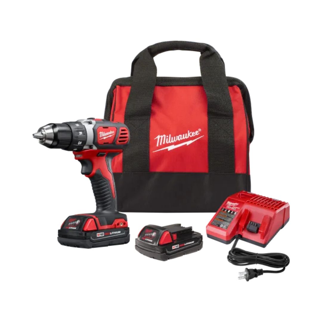 TALADRO DESTORNILLADOR INALAMBRICO M18™ MILWAUKEE 2606-22CT DE 1/2" Y 0-1,800RPM, CON 2 BATERIAS