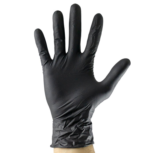 GUANTES NEGROS DESECHABLES DE TEXTURA DIAMANTE T:L (100PZ)